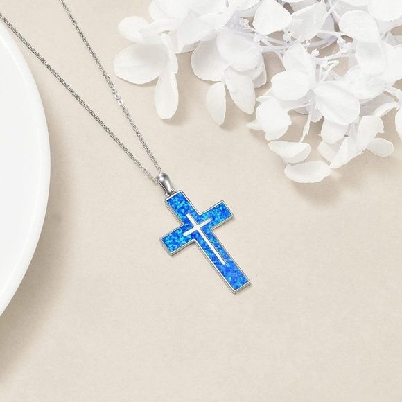 YFN Cross Necklace Sterling Silver Religious Cross Pendant Jewelry for Women - Picture 1 of 4